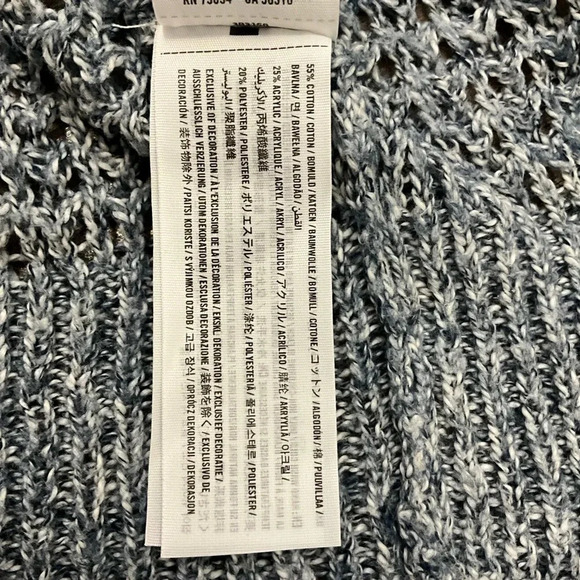 Hollister Chunky Crochet Knit Marled Blue Open Front Cardigan Sweater Womens M/L - Picture 3 of 7